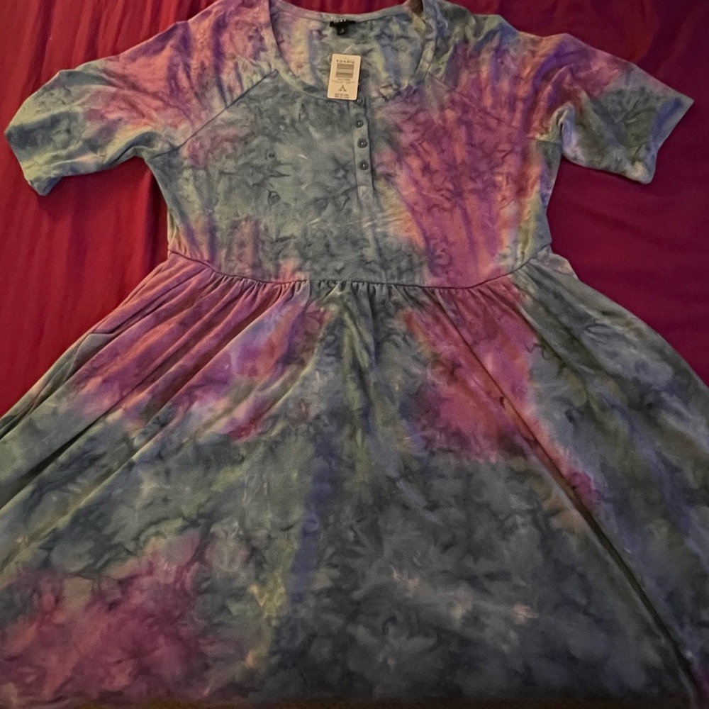 Torrid purple & blue tie-dye skater dress